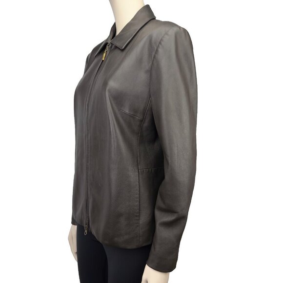 BOD & CHRISTENSEN Chocolate Brown Fitted Genuine Leather Hips Lenght Jacket 12 - Picture 3 of 9